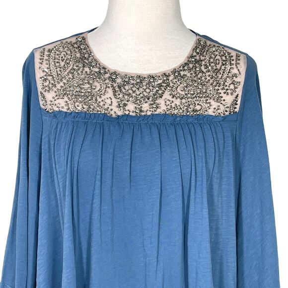 NWT Anthropologie S Deletta Josephine Wedgwood 3/4 Sleeve Blouse Top - Picture 2 of 10